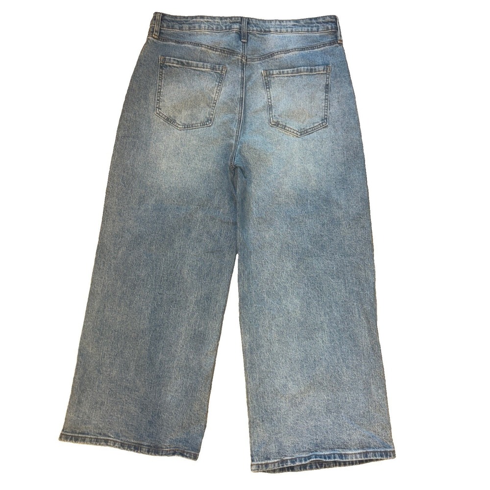 AND NOW THIS Womens Studded Wide Leg Jeans Light Wash Blue Petite 31P Denim - Picture 4 of 6